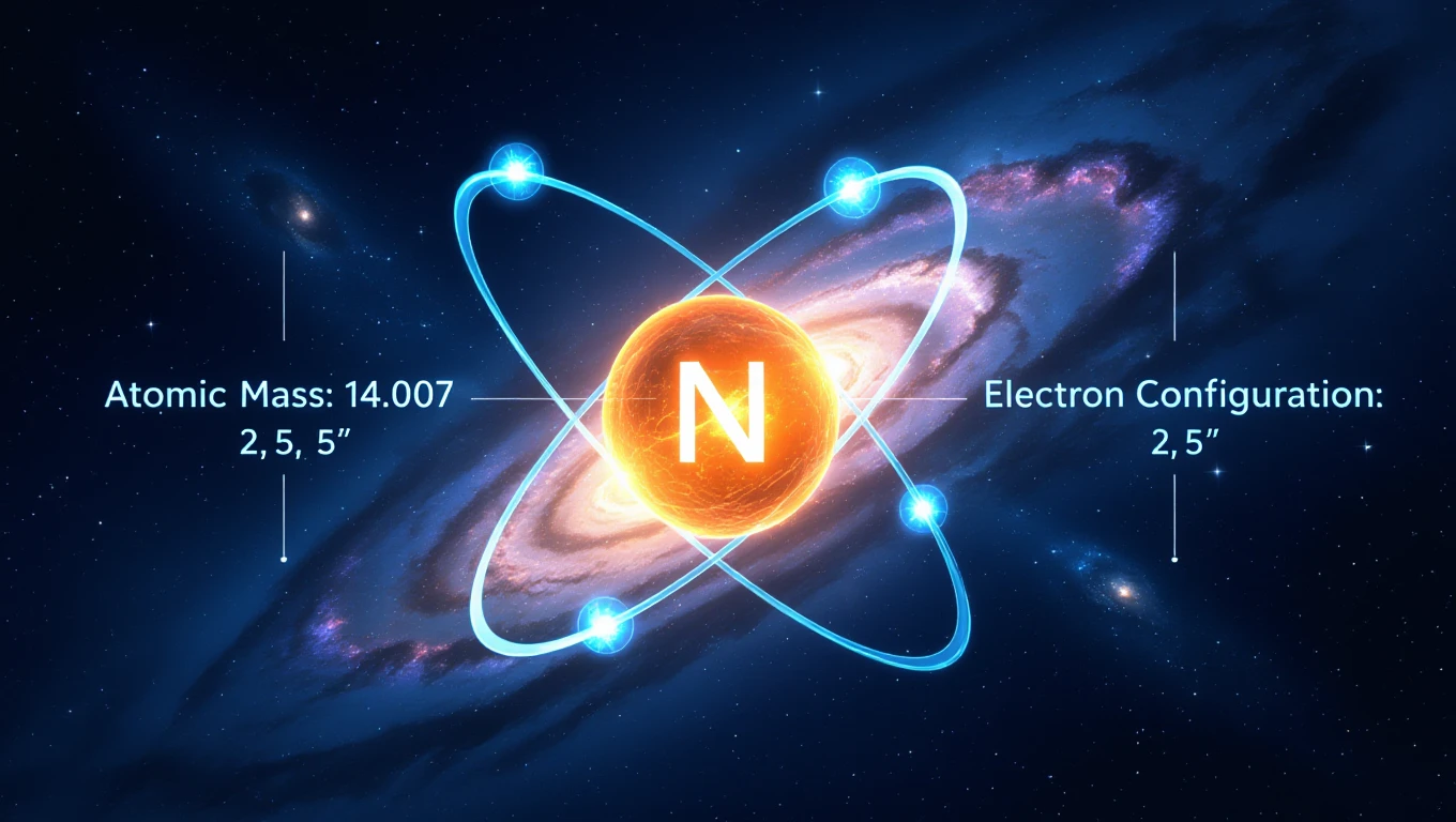 Az atommag körüli elektronfelhők ábrázolása, nitrogén atom konfigurációval.