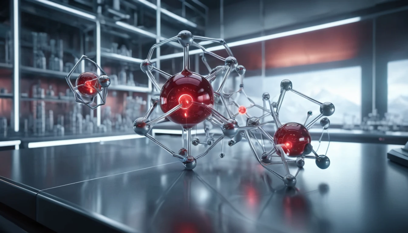 Molekulák és atomok 3D-s ábrázolása laboratóriumi környezetben.
