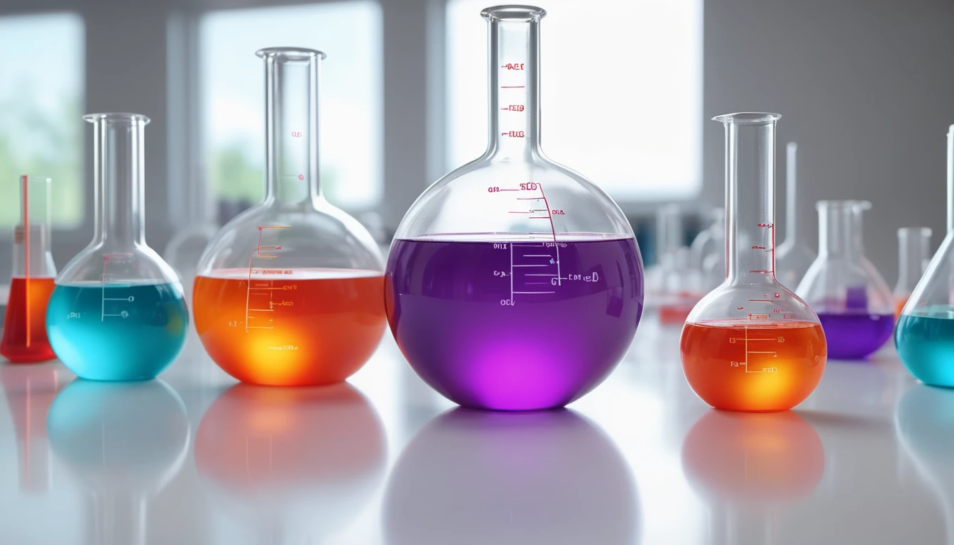 Tömeghatás törvénye Különböző színű folyadékokat tartalmazó kémcsövek laboratóriumi környezetben.