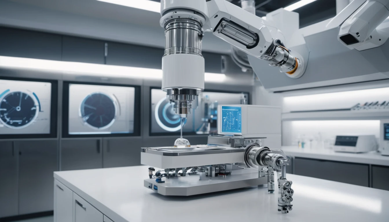 Modern tömegspektrométer laboratóriumi környezetben, precíziós mérésekhez.