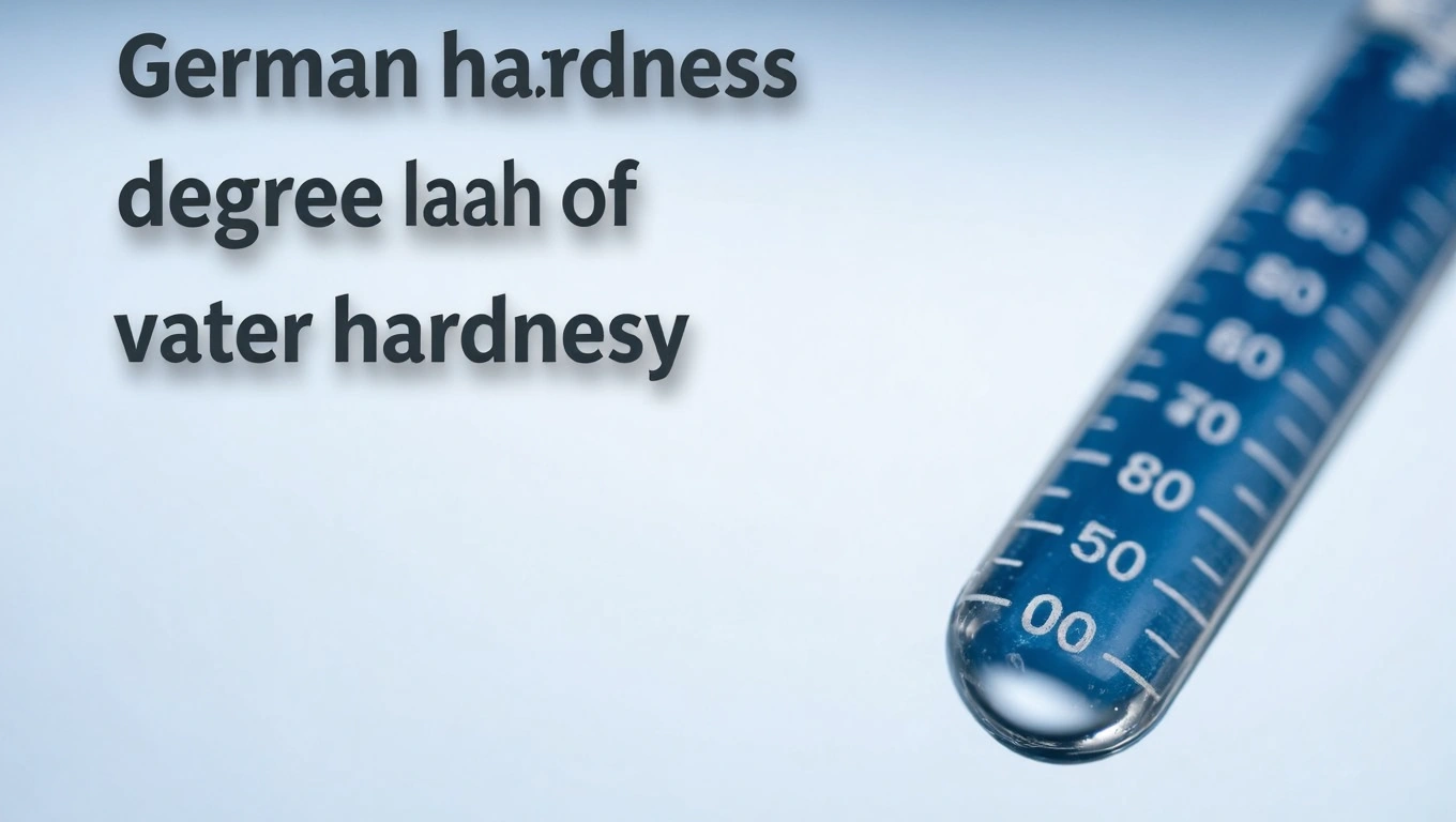 Egy mérőhenger vízben, amely a német keménységi fok mértékét mutatja.