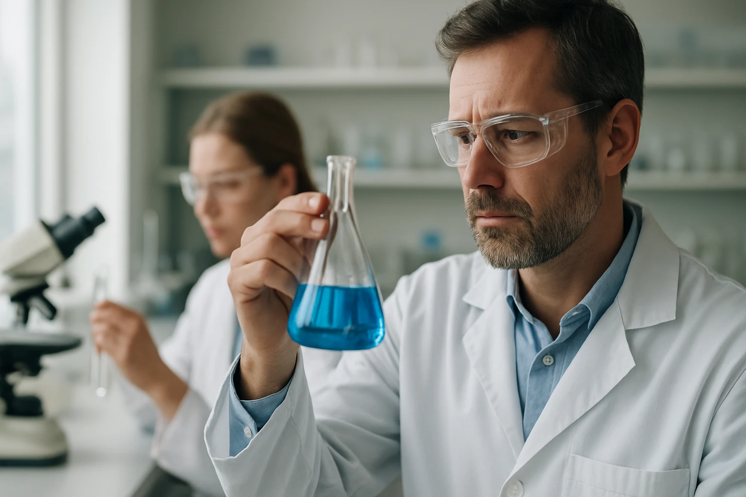 Kémiai kísérletek laboratóriumi környezetben, berkelium anyaggal.