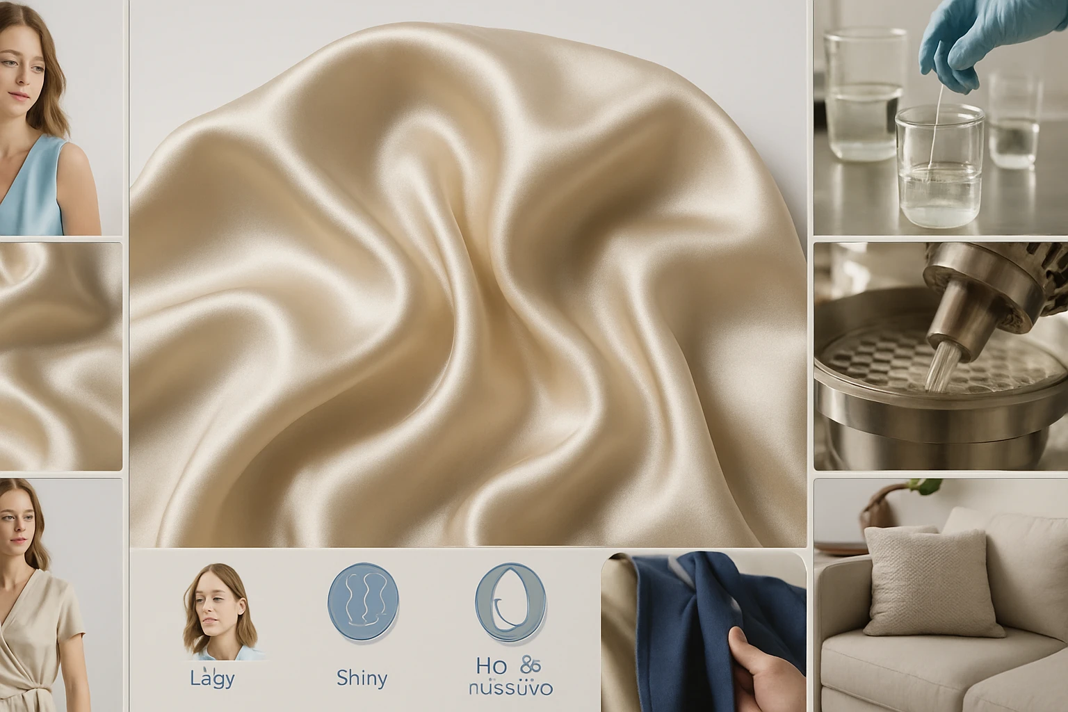 Egy selymes, fényes anyag, amely kémiai folyamatokkal készült.