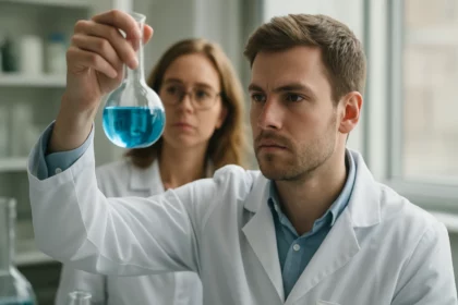 Laboratóriumi kémiai kísérlet berillium-hidroxiddal