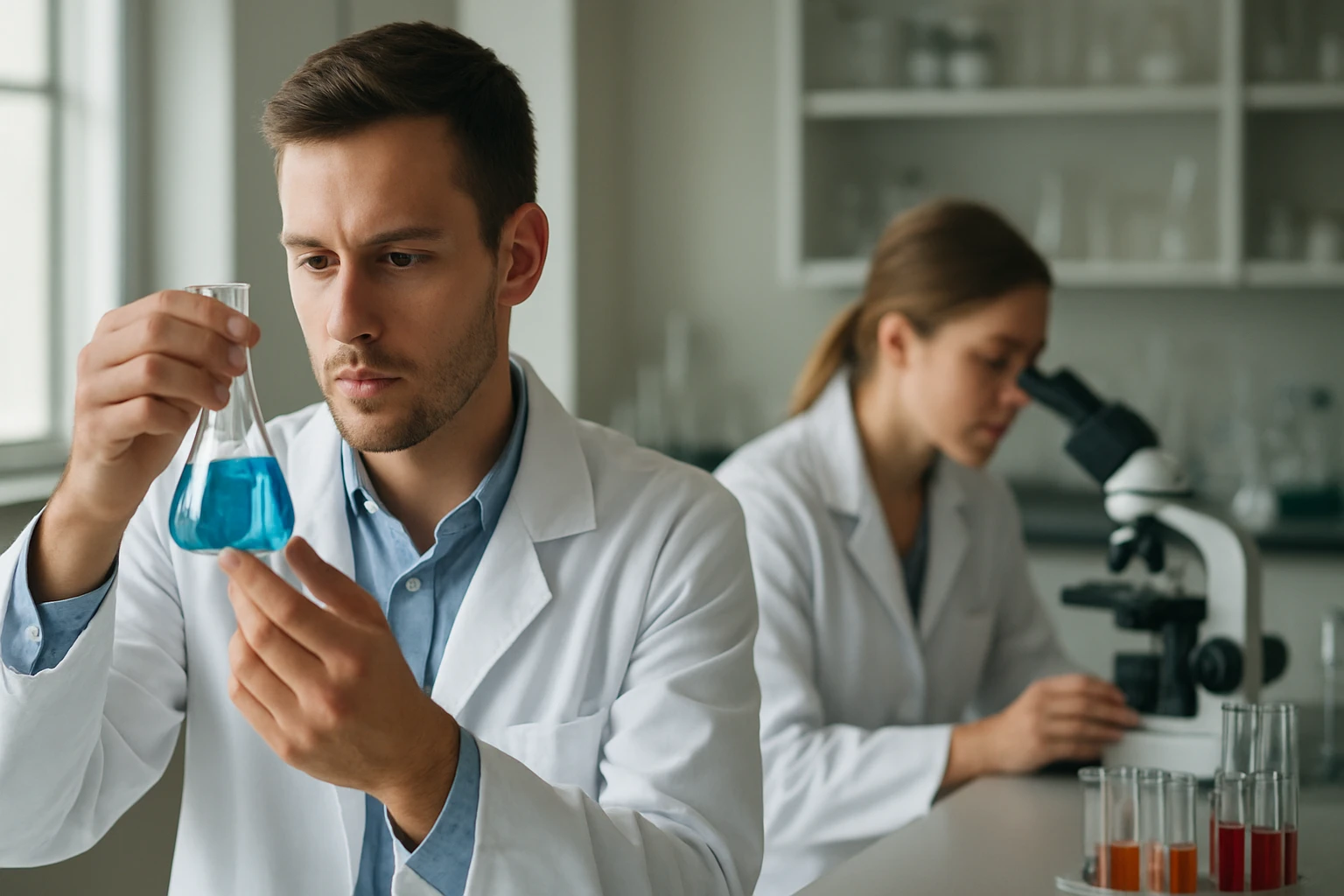 Kémikus laboratóriumban, 2-fenil-benzopirán vizsgálata