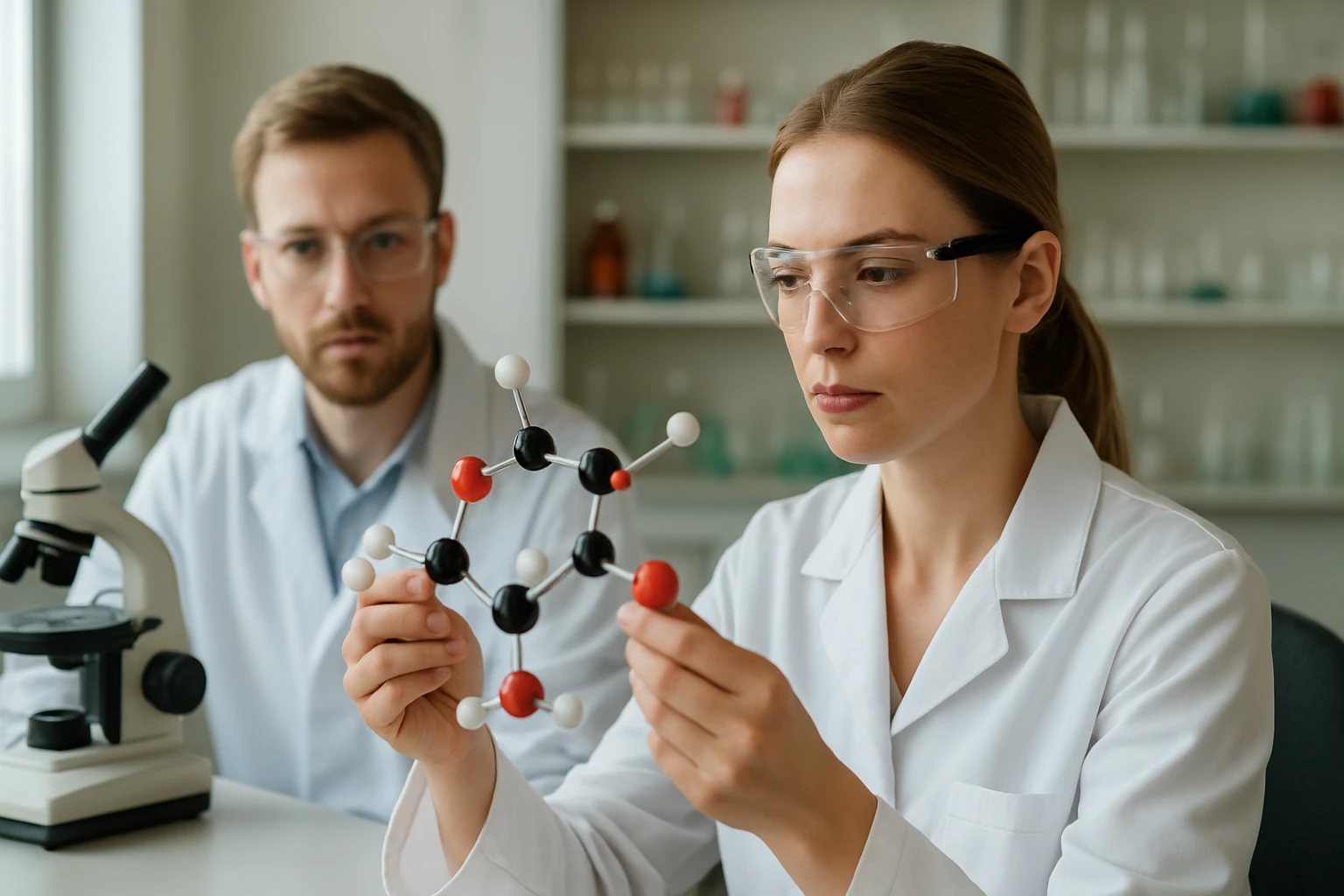 Két kutató bioortogonális kémiai reakciók modellezésével foglalkozik.