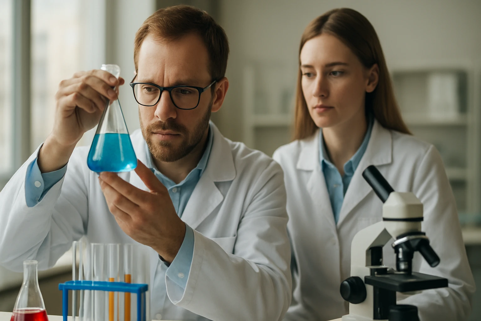 Bizmutpat: Tulajdonságai, Előfordulása és Jelentősége Két kutató, akik bizmutpát laboratóriumi vizsgálatát végzik