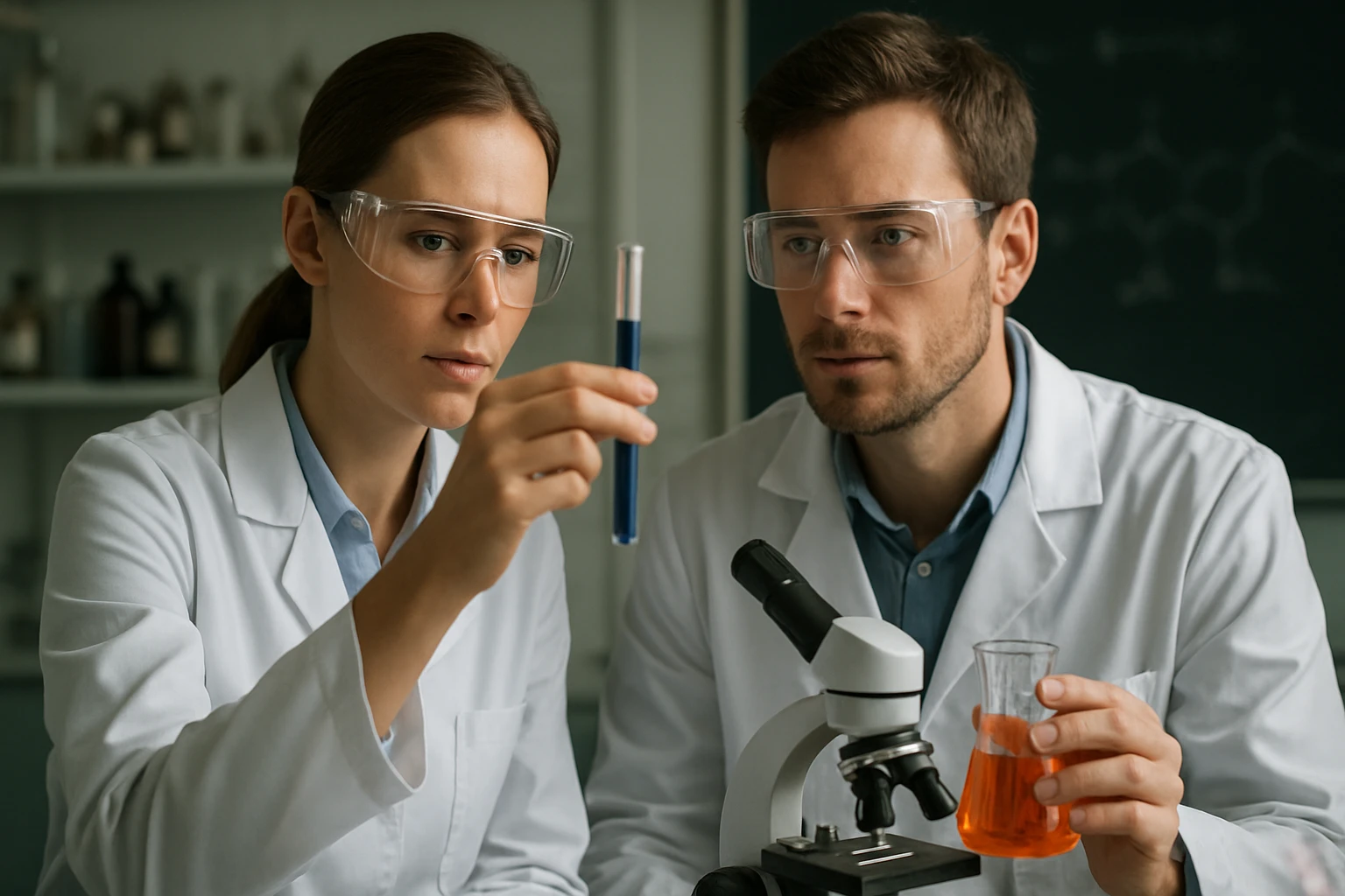 Kémikusok laboratóriumban kísérleteznek bohriummal.