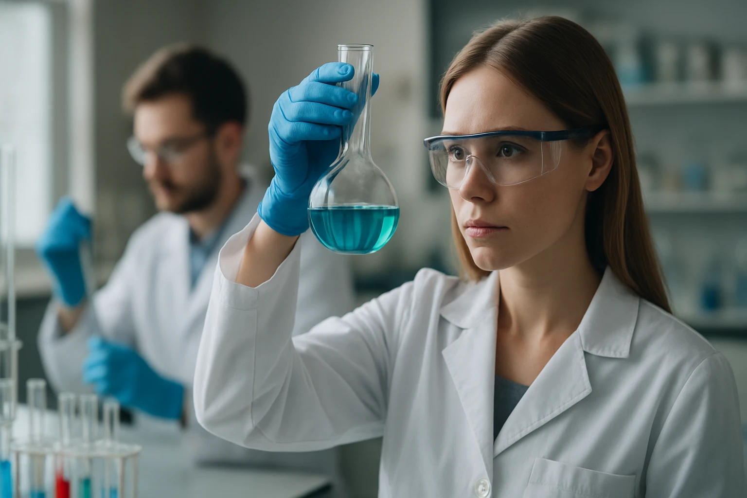 Laboratóriumi kísérlet az anyagok bomlásának vizsgálatára.