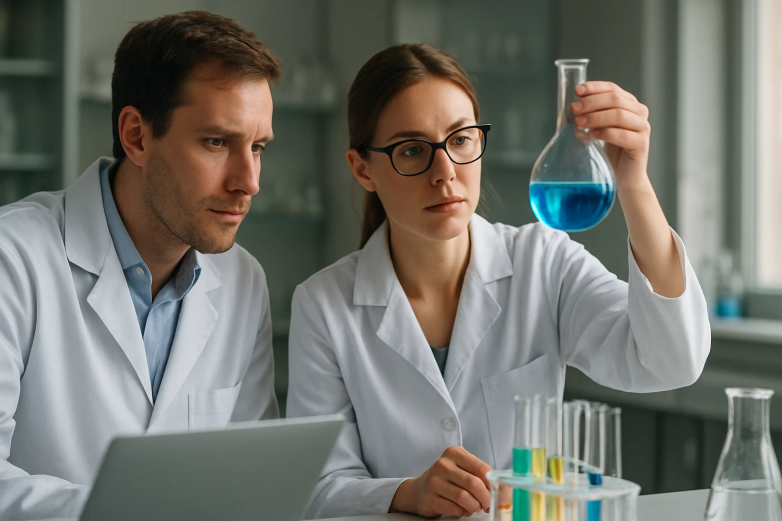 Két kutató laboratóriumban borohidridionokkal foglalkozik.