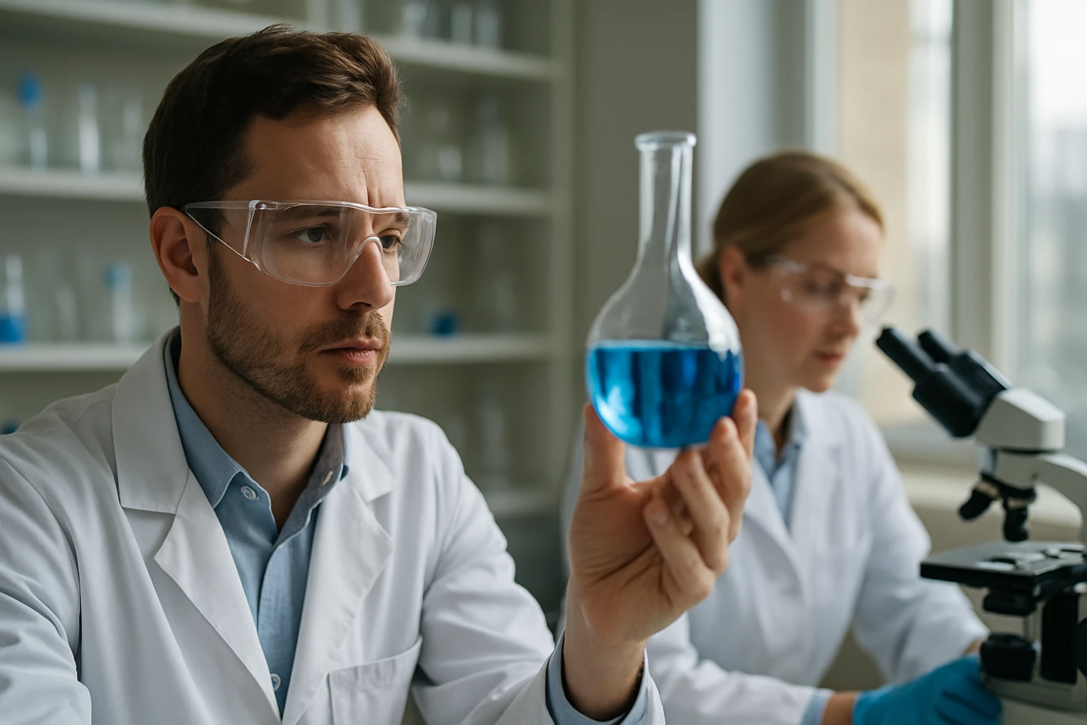 Laboratóriumi kísérlet során a kutatók a Cannizzaro-reakciót tanulmányozzák.