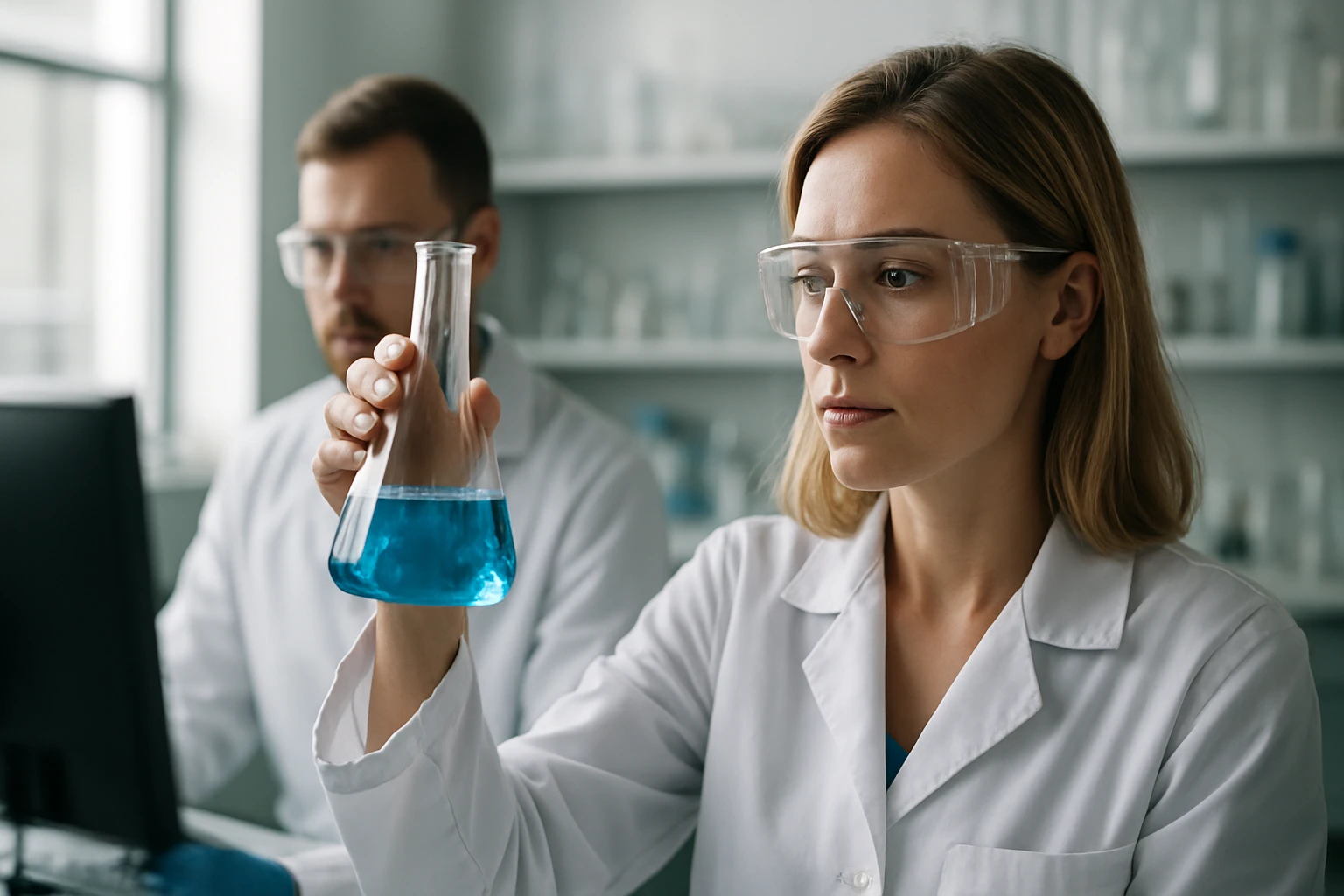 Kémiai kísérlet D-glükopiranóz elemzésével laboratóriumban.