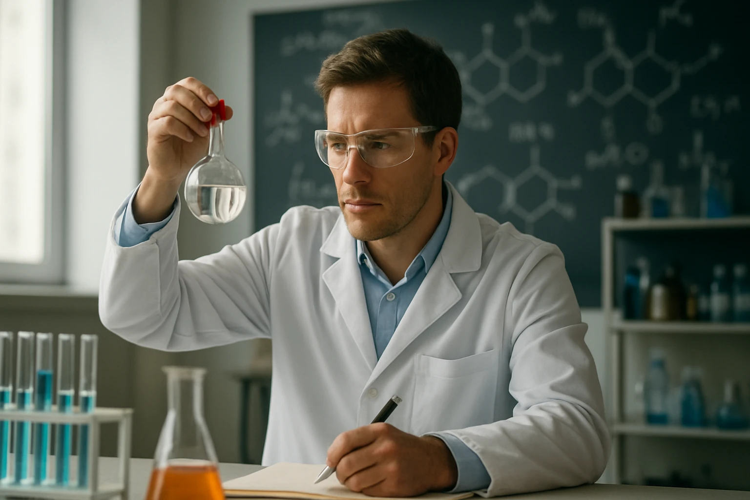 Kémikus laboratóriumban, delokalizált elektronokkal kapcsolatos kísérlet