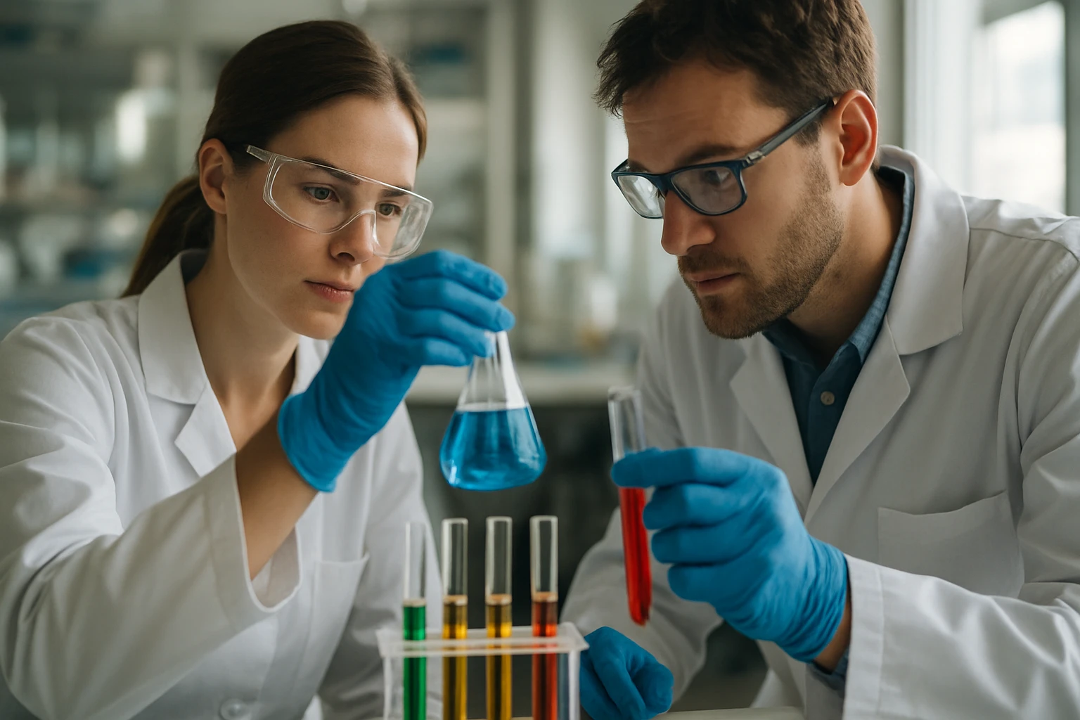 Kémiai kísérlet laboratóriumi környezetben