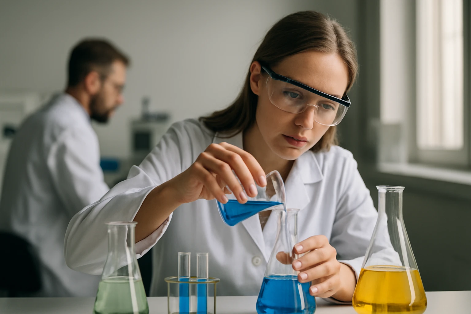 Kémiai kísérlet diszperziós ötvözet készítése közben laboratóriumban.