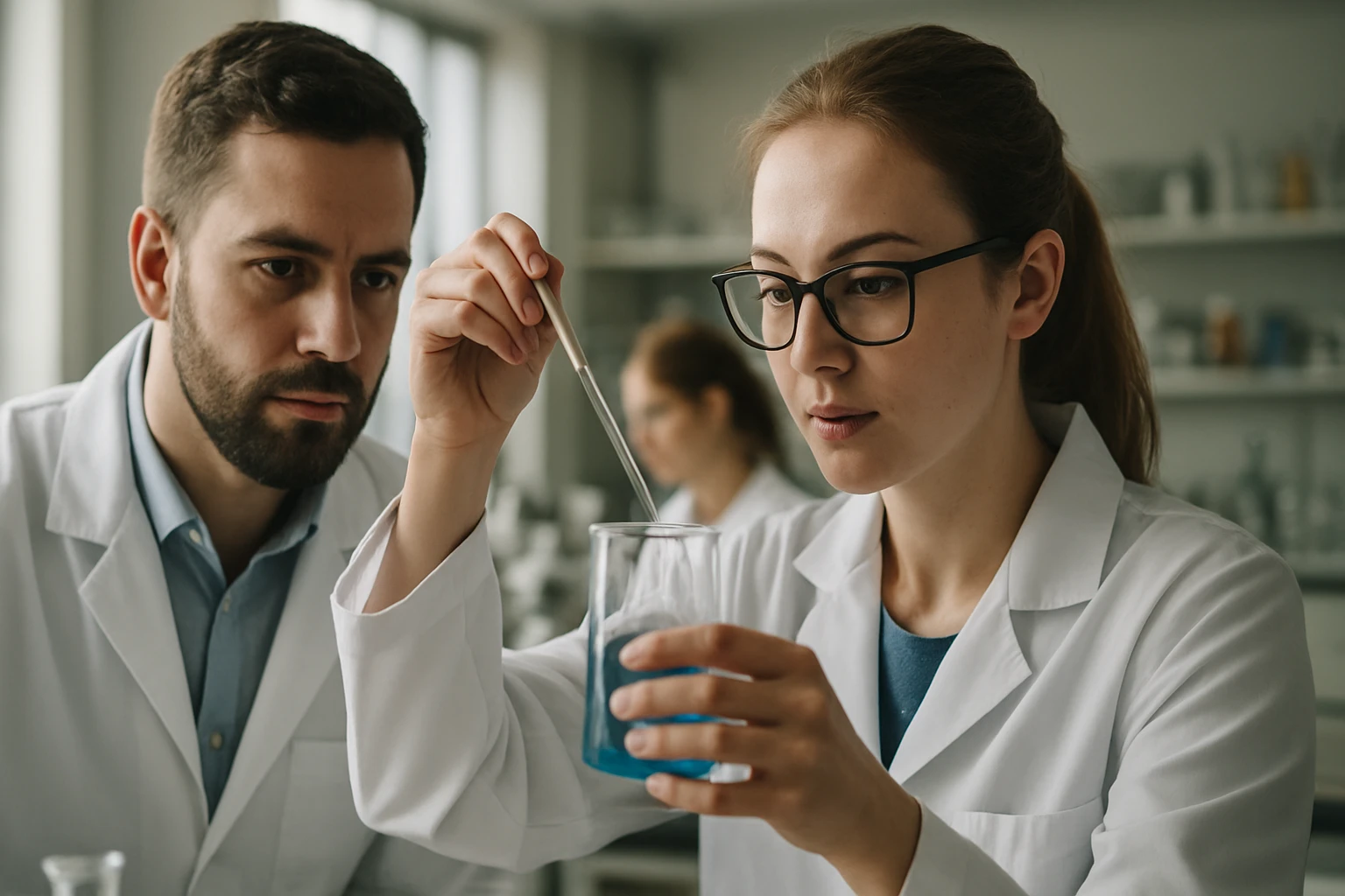 Tudományos kísérlet a laboratóriumban, elektrokromatográfia használata