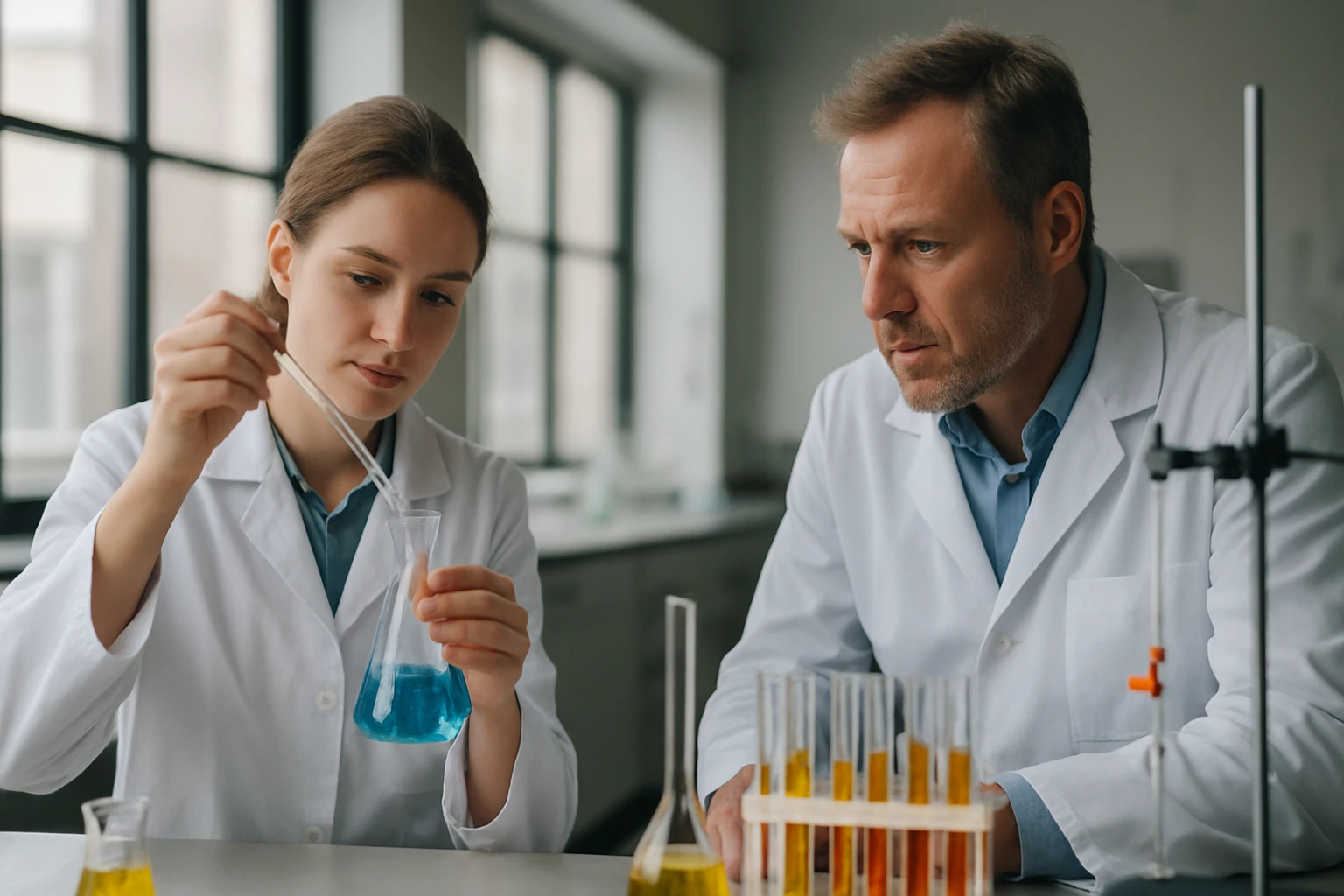 Laboratóriumi munkafolyamat érintkezési mérgekkel kapcsolatosan.