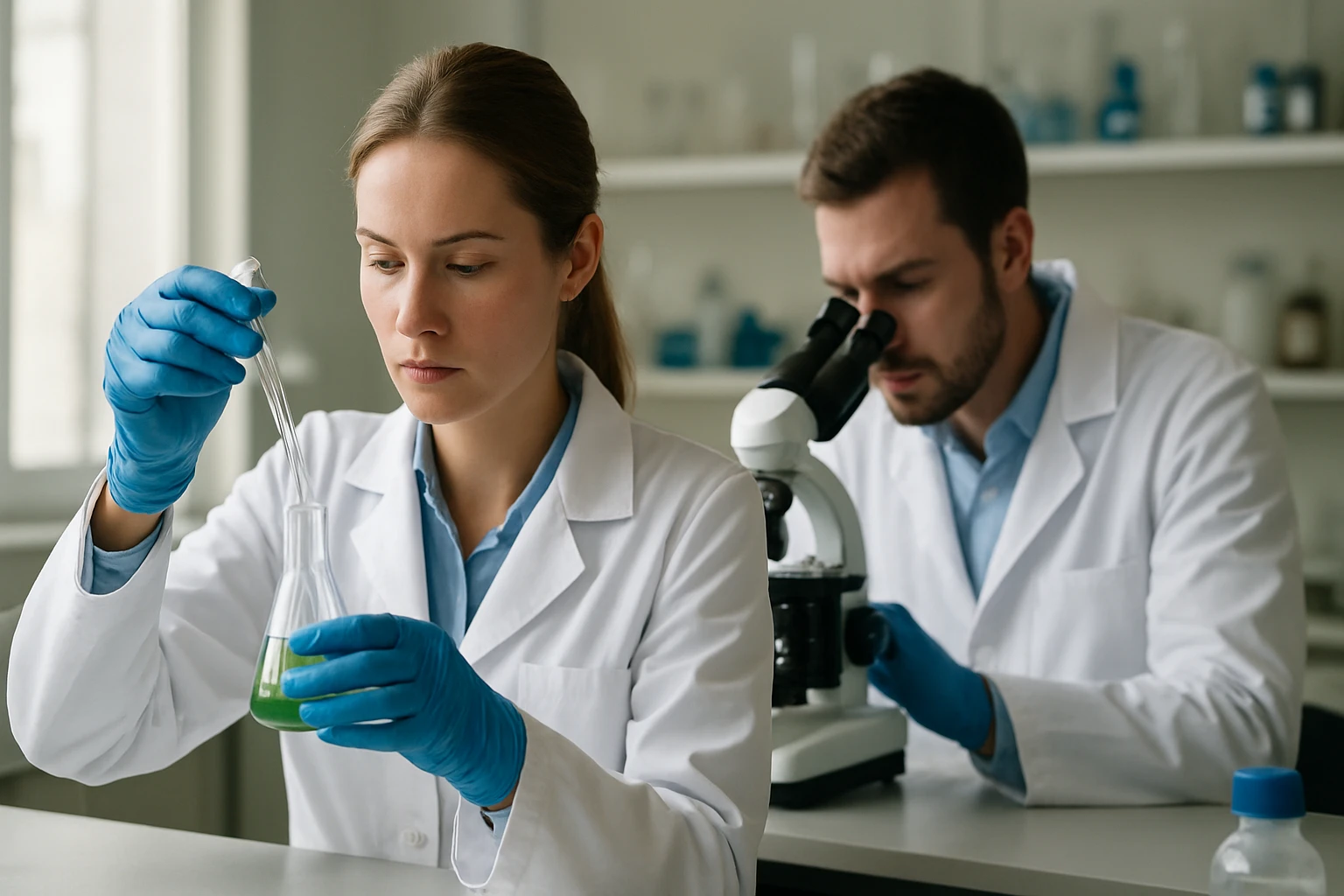 Kémiai kísérlet ezüst-kloriddal, laboratóriumi beállításban.