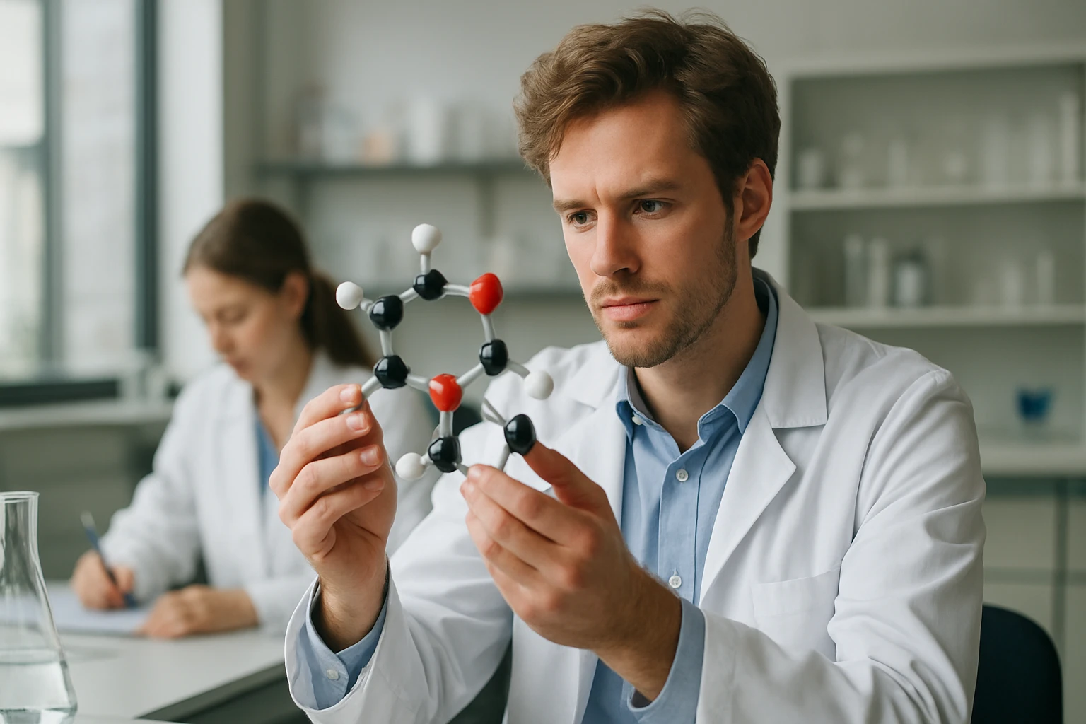 Ezüst-szulfid molekulákat vizsgáló kutató laboratóriumban.