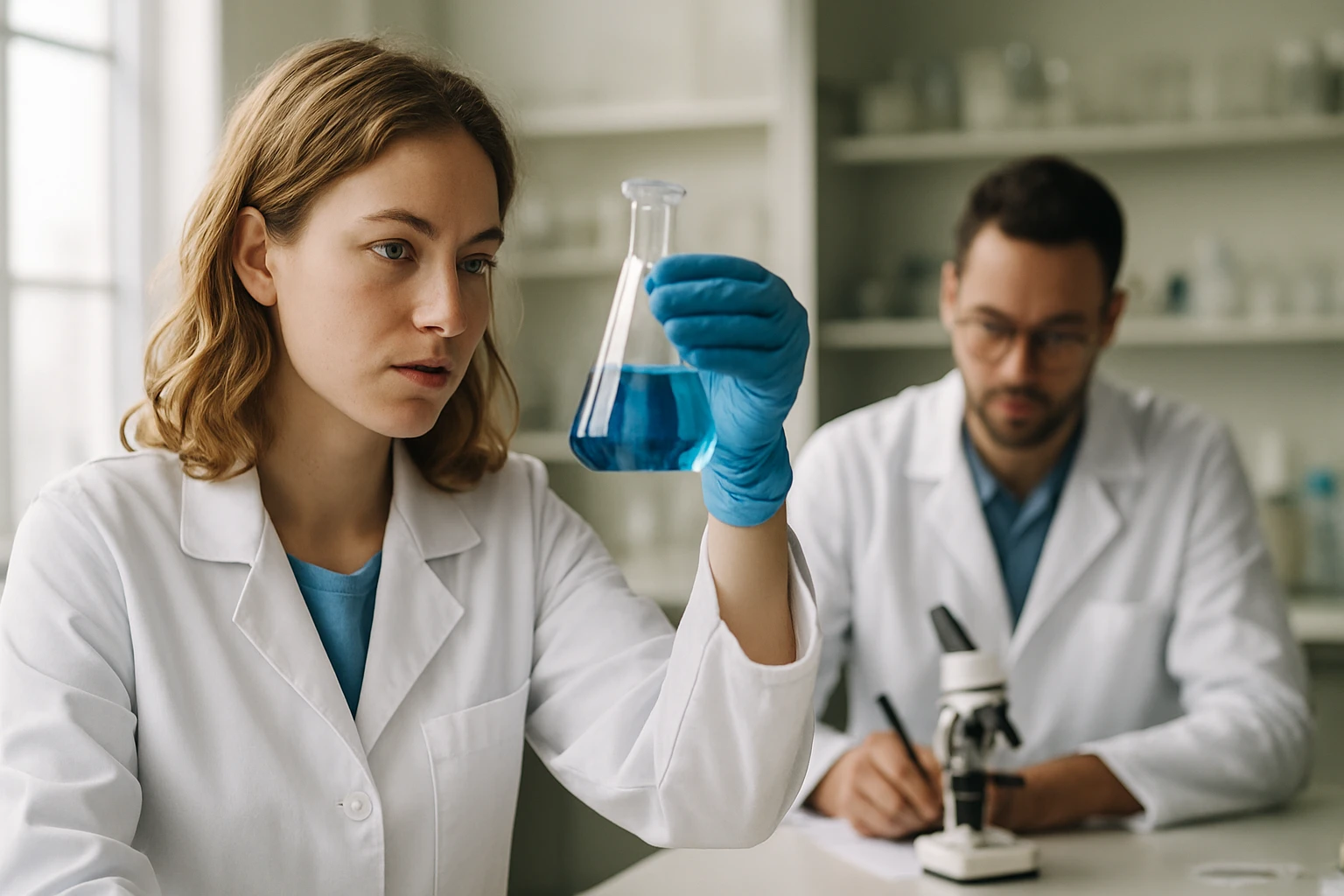 Kémikus laboratóriumi munkát végez grafit-interkalációs vegyületekkel.