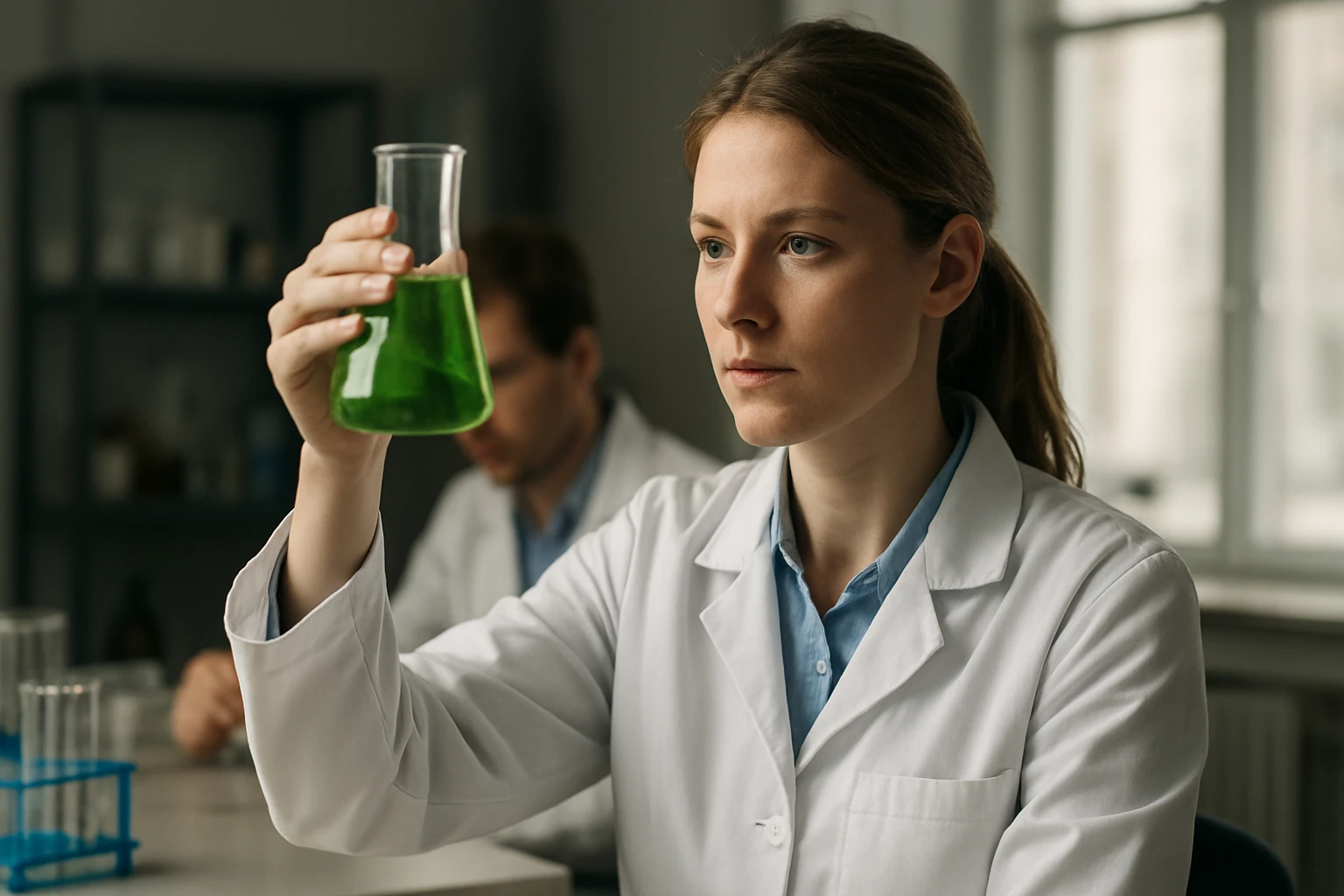 A gyertya működése: történet és kémiai folyamatok Kémiai kísérlet zöld folyadékkal laboratóriumban