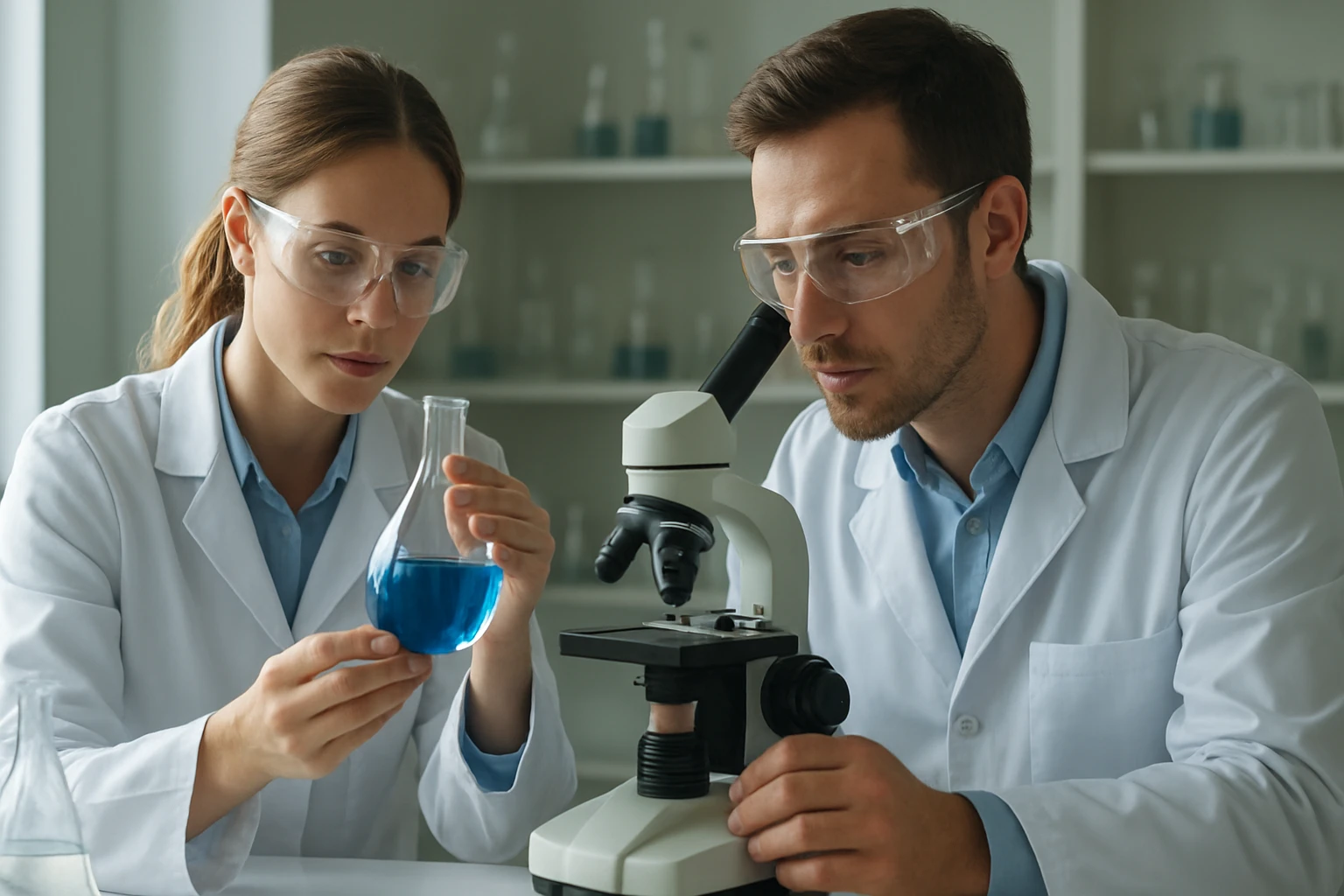 A hangyasav sóinak és észtereinek kémiai jellemzői Tudósok hangyasav sókat és észtereket vizsgálnak laboratóriumban.