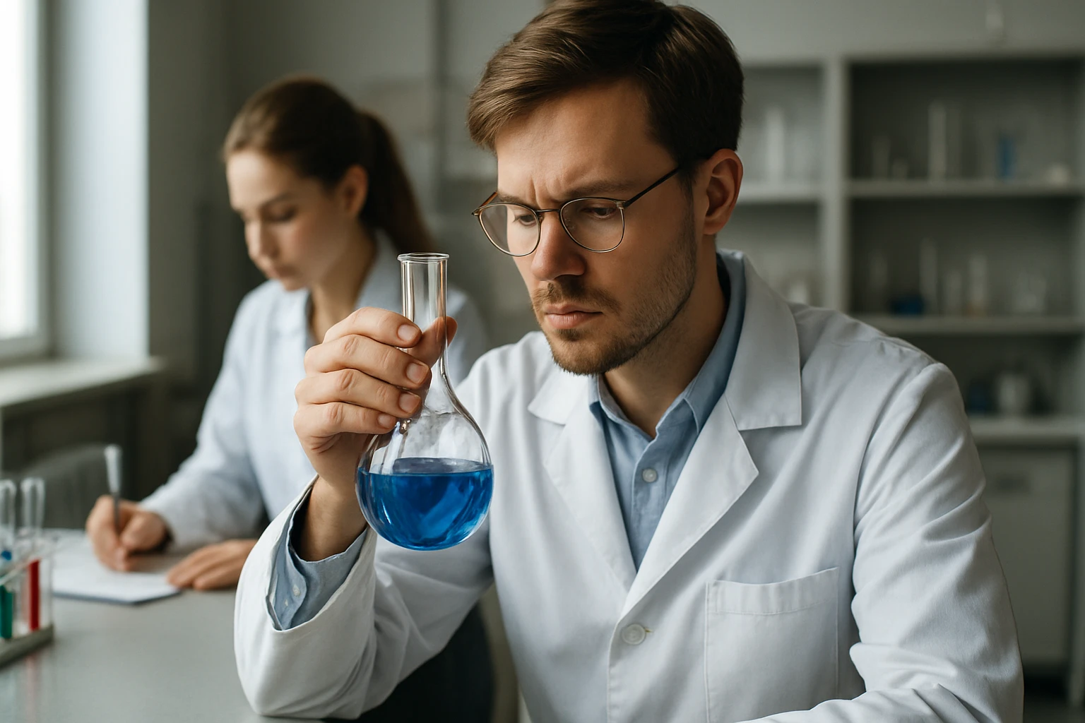 Kémikus metánt vizsgáló laboratóriumi kísérlet