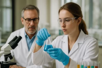 Laboratóriumi kutatás bután-2,3-dioxin vizsgálat közben