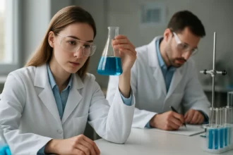 Kémiai vizsgálat pillanatragasztókkal foglalkozó laborban