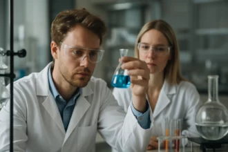 Kémiai kísérlet során ciklopentán vizsgálata laboratóriumban.