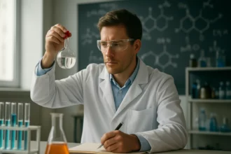 Kémikus laboratóriumban, delokalizált elektronokkal kapcsolatos kísérlet