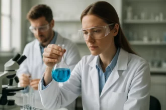 Laboratóriumi kísérlet desztillált vízzel