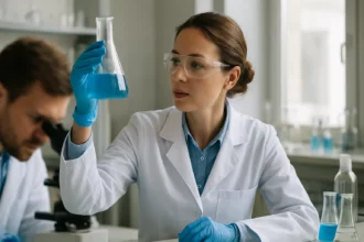 Kémiai kísérletező laboratóriumban végzett kísérlet