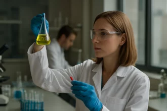 Kémiai kísérlet: D-glükono-1,5-lakton laboratóriumban