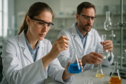 Laboratóriumi kísérlet kémiai anyagokkal, Joseph Black inspirációjával.
