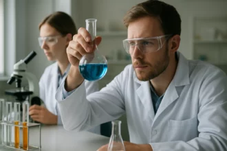 Kémiai kísérlet: Dikénil-sav vizsgálata laboratóriumban.