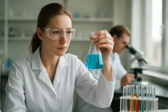 Kémikus a laborban biokioldás kutatásával foglalkozik.