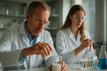 Kémiai kísérlet elektrometallurgia laboratóriumban