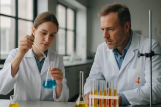 Laboratóriumi munkafolyamat érintkezési mérgekkel kapcsolatosan.