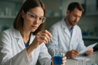 Kémiai kísérlet fémüveg kutatás során