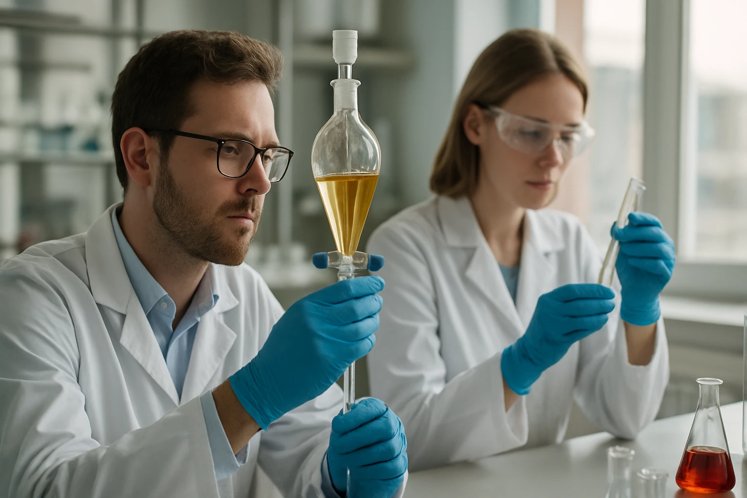 A CÍP rendszer jelentése és működése a kémiában Laboratóriumi kutatók a CÍP rendszer működésén dolgoznak kémiai elemzés során.