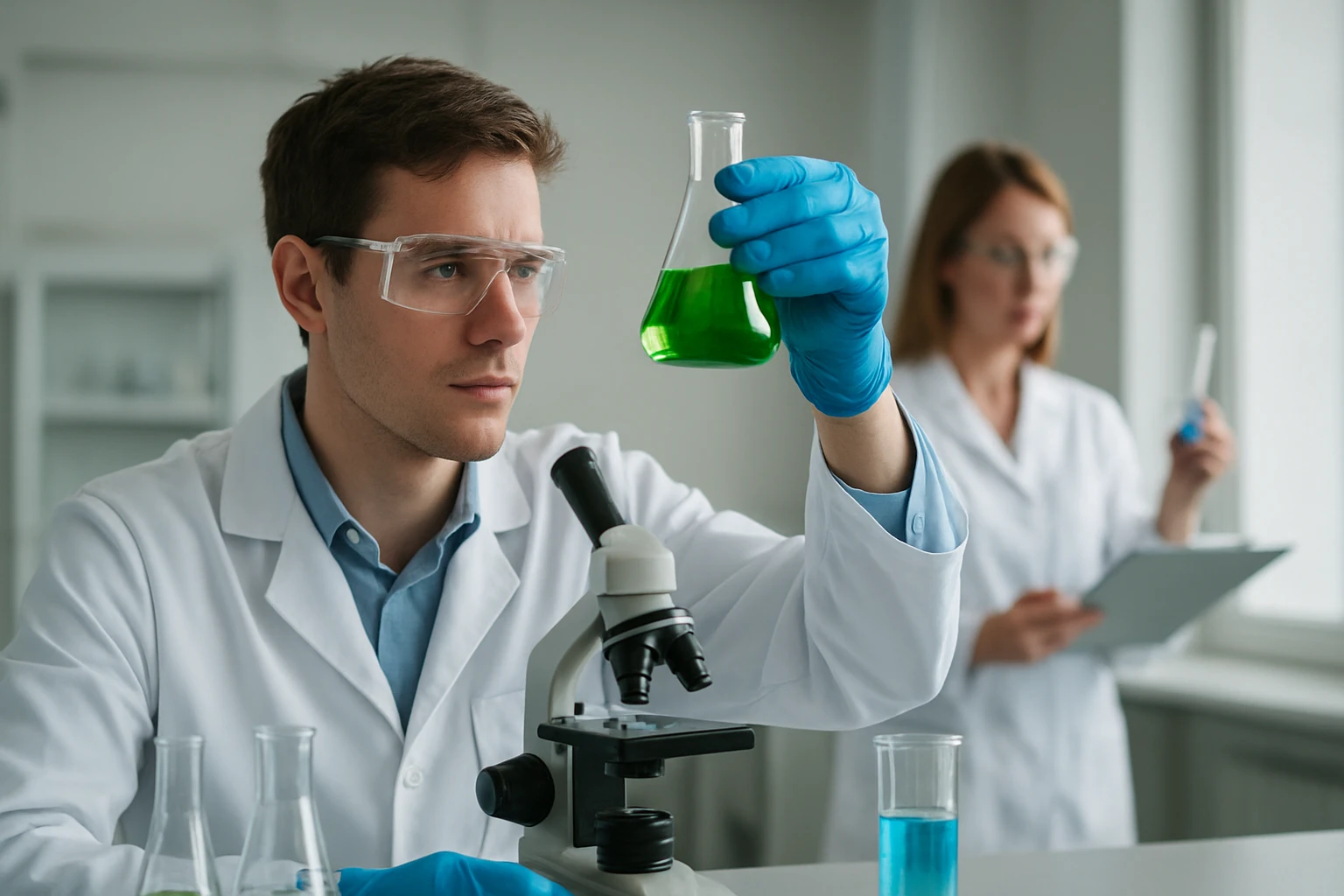 Kutató laboratóriumban halogénezett szénhidrogénekkel foglalkozik.