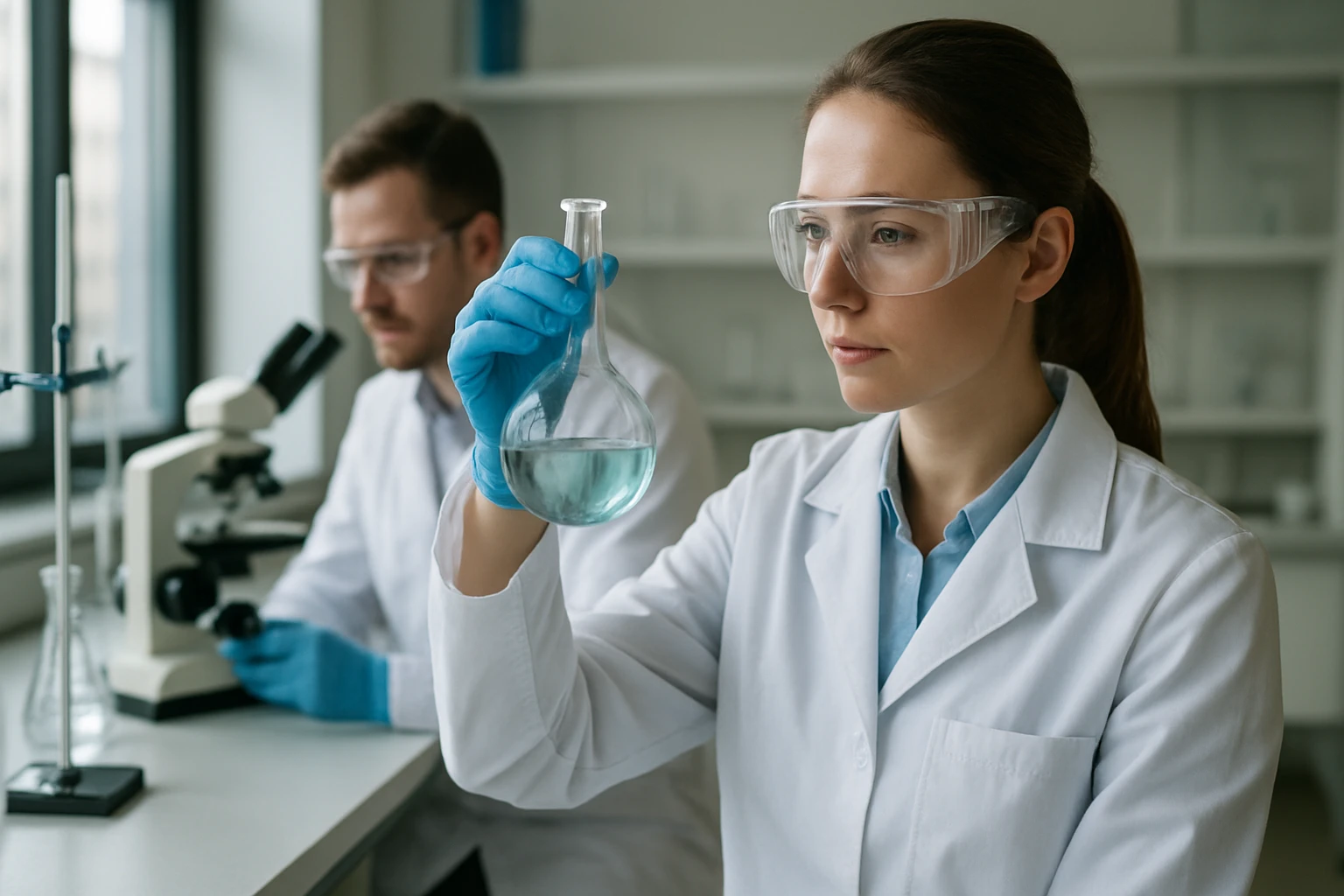 Kémiai laboratóriumi munka, foszforsav vizsgálata.