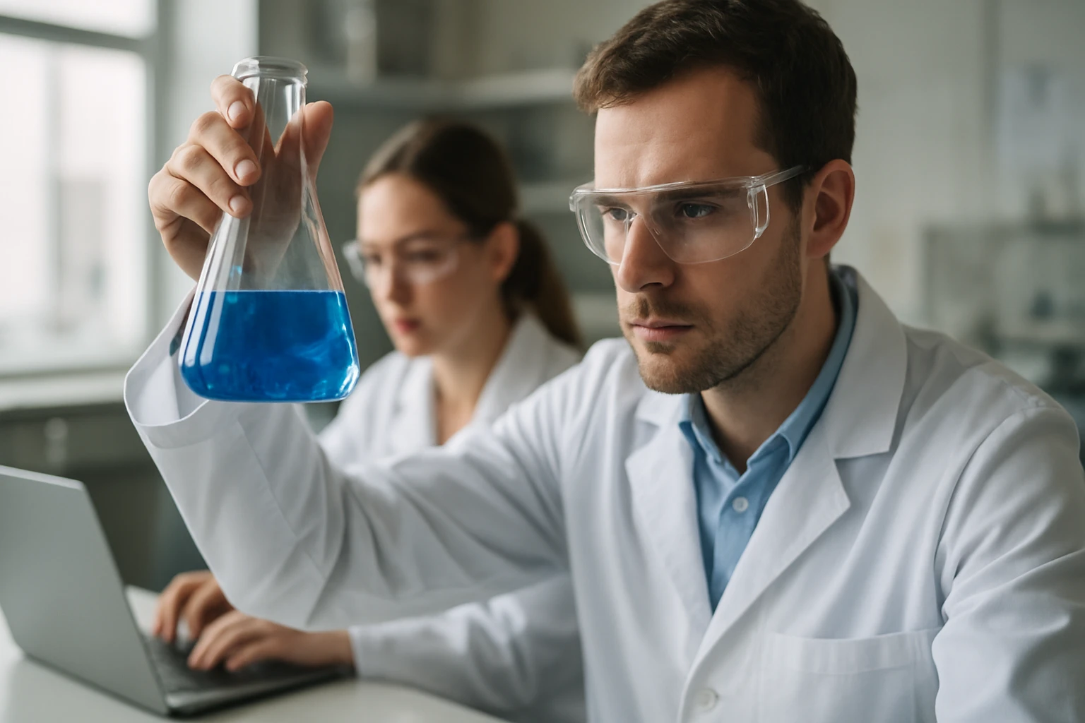 Kémikus imidek vizsgálatát végzi laboratóriumban