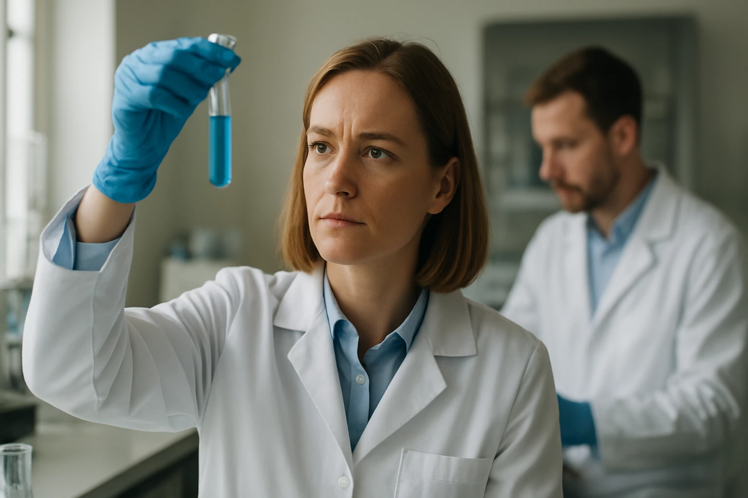 Kémikus az inert gázokkal végzett laboratóriumi munkához