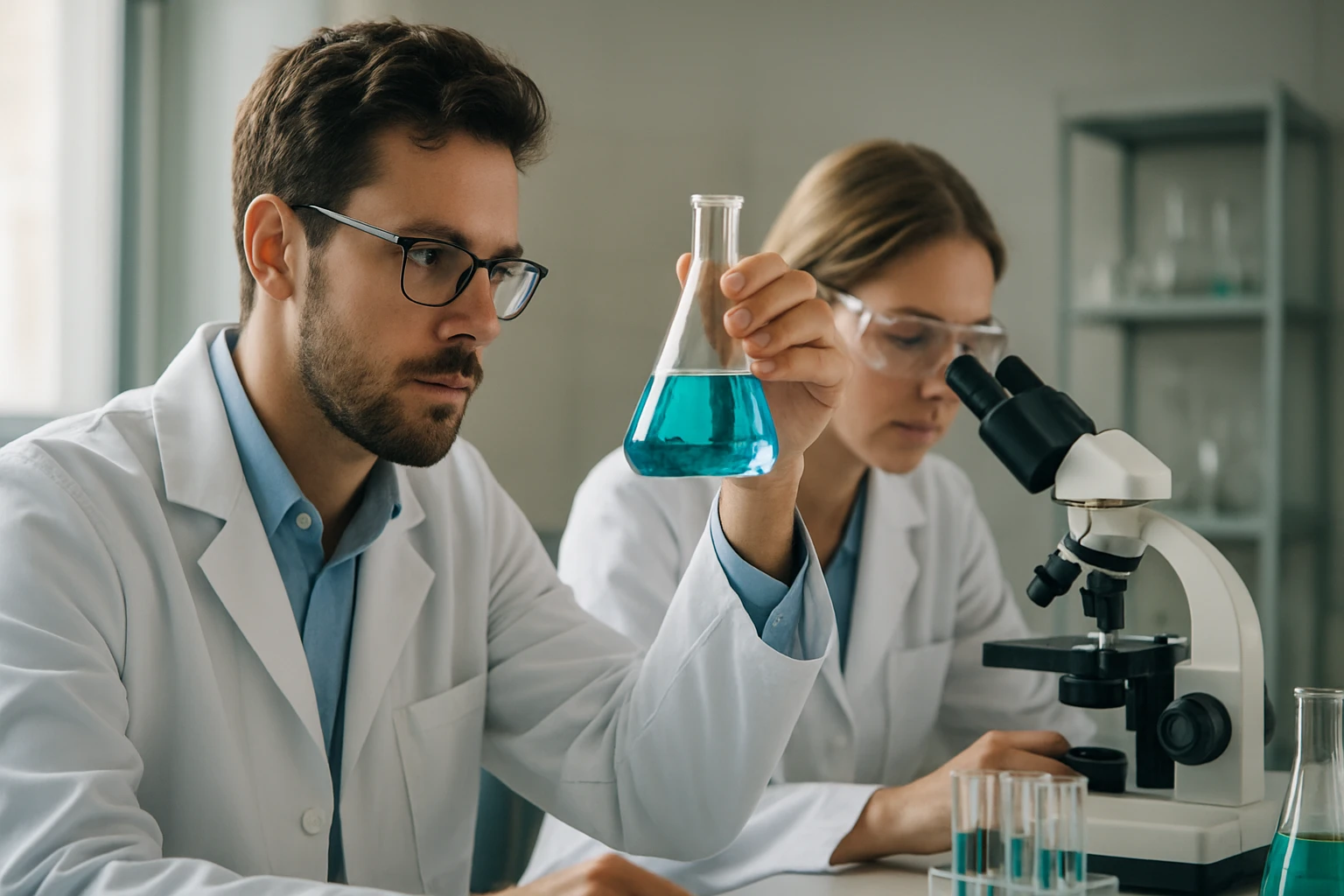 Kémiai laboratóriumi kísérlet izoprénnel történő kutatás során.