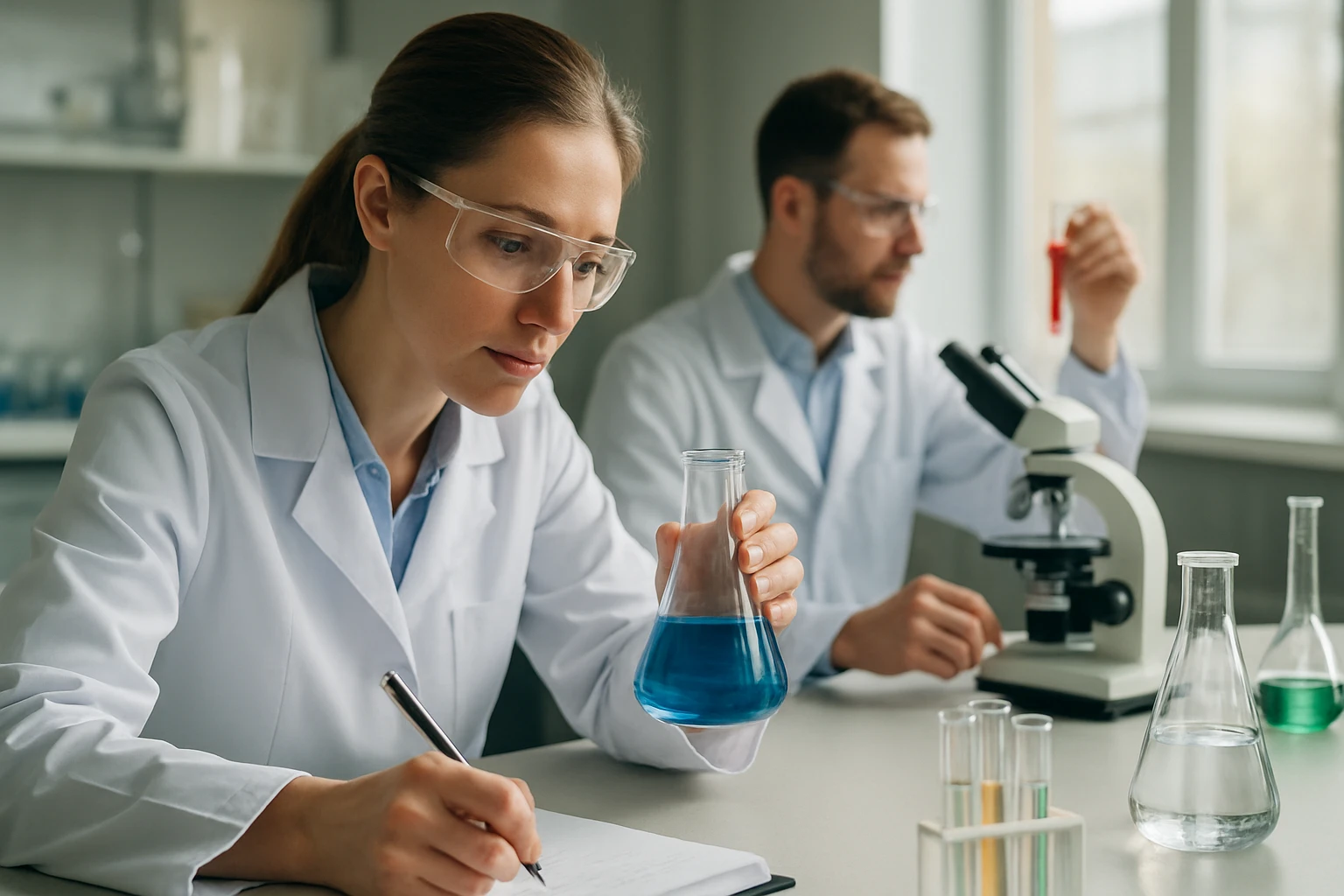 Az izotaktikus fogalom jelentése és részletes magyarázata Két kutató laboratóriumban, izotaktikus polimerekkel foglalkozva.