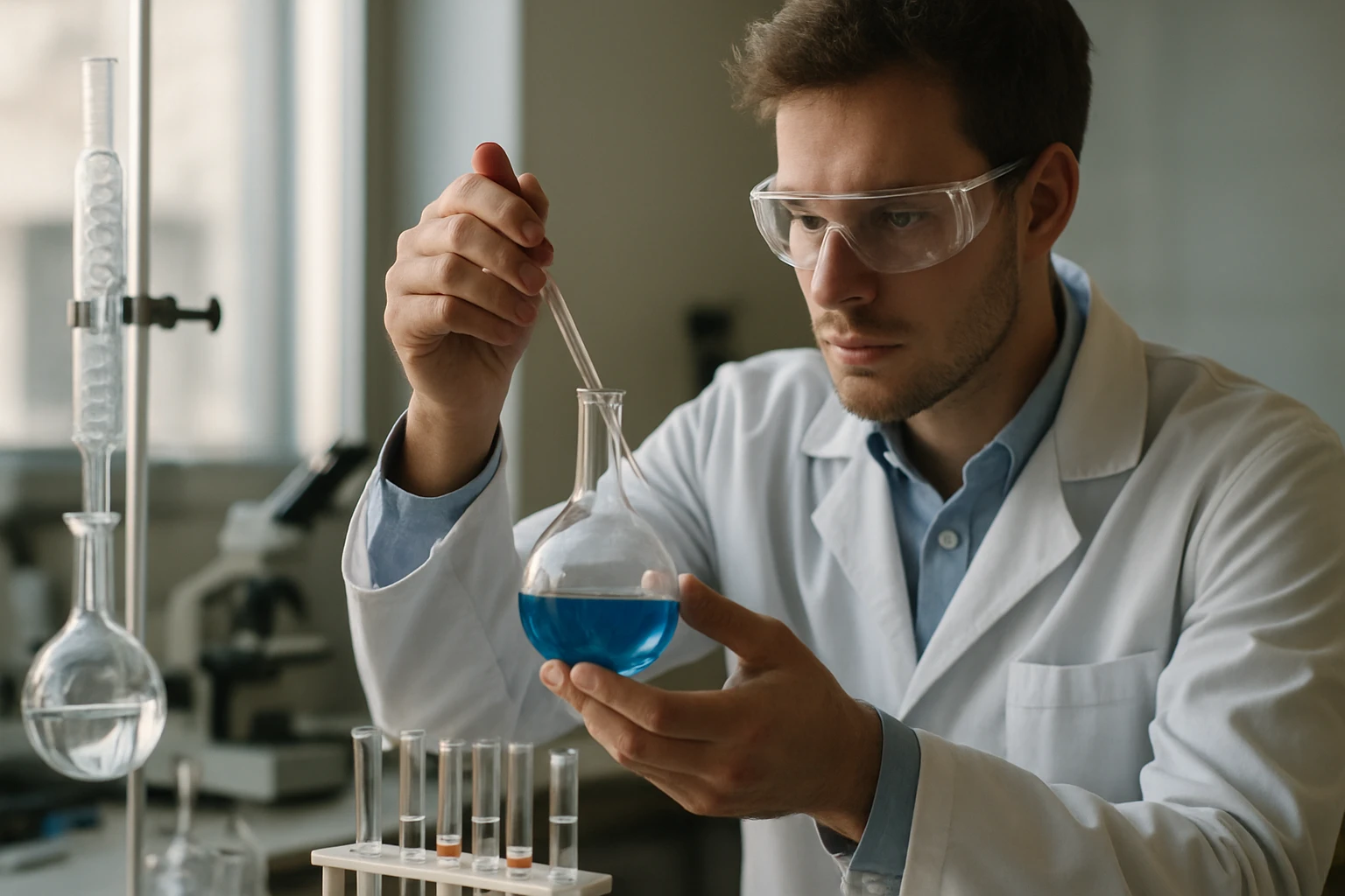 Kémiai kísérlet laboratóriumban kalcium-karbid előállításához