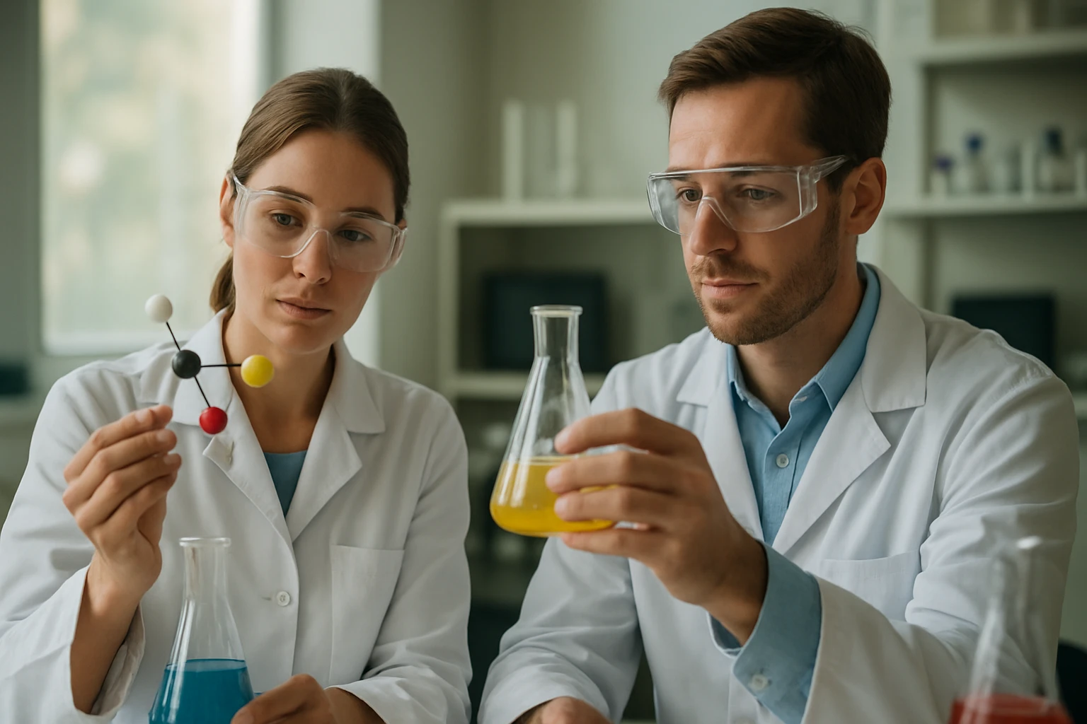 Kálium-szorbát kémiai szerkezete laboratóriumban