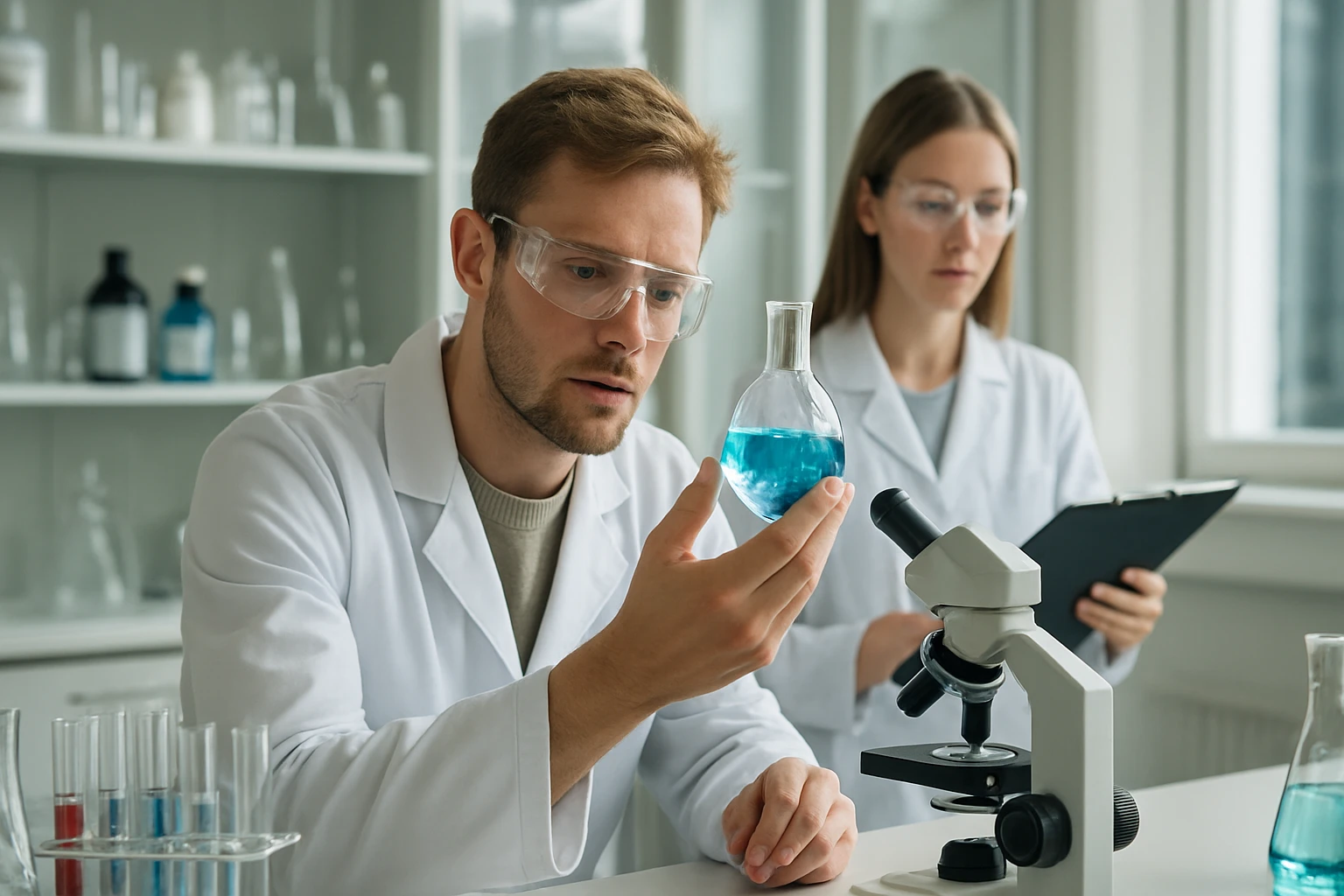 Kémiai laboratóriumi kísérlet során a kálium-szulfát vizsgálata.